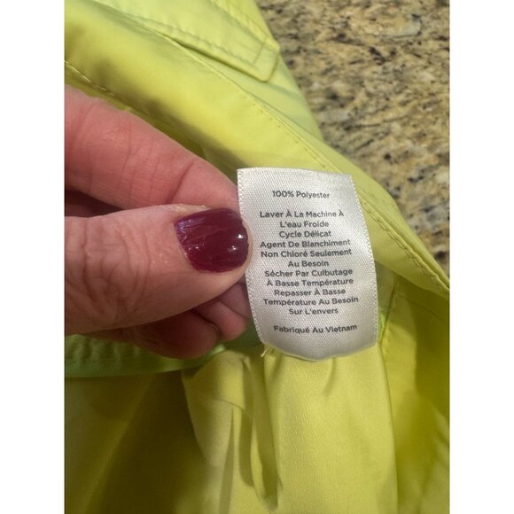 Talbots Womens Yellow Lime Greem Raincoat Jacket M Water-Resistant Lightweight - Picture 7 of 12